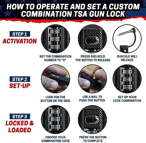 Cedar Mill TSA Approved Gun Case Lock Set Red & White – 3-Dial Cut-Resistant Combination Locks for Firearm Safety, Child-Safe Gun Locks for Rifle, Pistol & Travel Hard Cases
