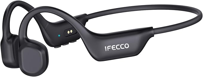 IFECCO Bone Conduction Headphones Bluetooth 6.0 - IP67 Waterproof Bone Conduction Headphones with Mic,Wireless Open Ear Earbuds for Running Gym Walking Cycling (Black)