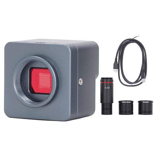 USB Microscope Camera, 4K 8MP Digital Electronic Eyepiece with 0.5X Zoom Lens for Industrial and Hobbyist Use Aluminum Alloy