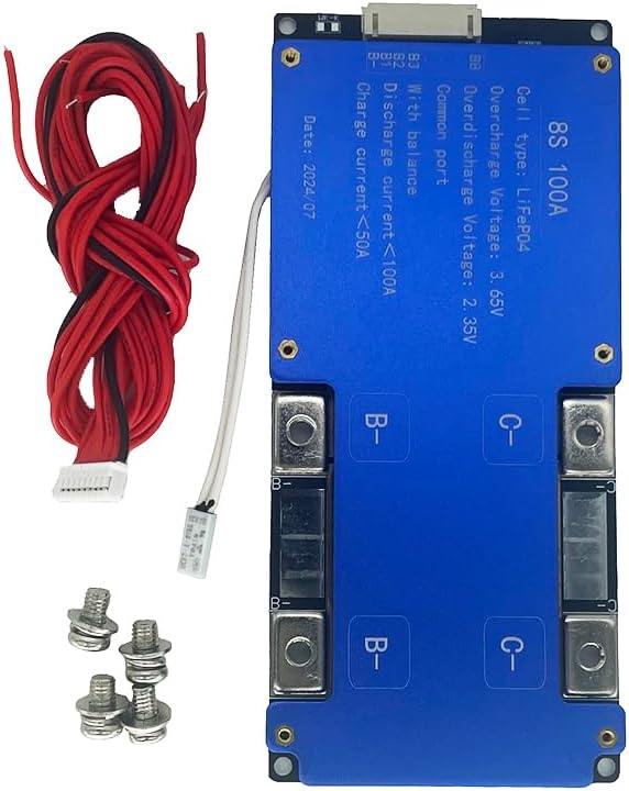 8S 100A DC24V BMS LiFePO4 Battery Balance Charge Board NTC Temperature Protection Equalizer