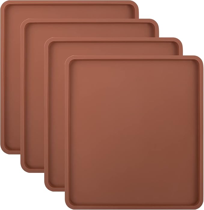 4PCS Silicone Food Dehydrator Sheets with Edge, Compatible with Cosori 12" x 11" Trays, Square Non-stick Tray Liner, High Temperature Resistance Reusable Dryer Mats