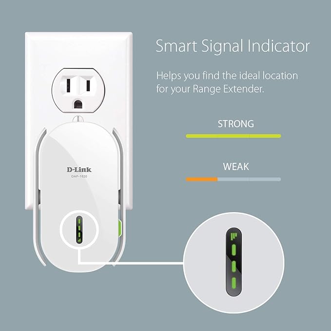 D-Link WiFi Range Extender, AC2000 Mesh Plug In Wall Signal Booster, Cover up to 2600 sq.ft. Dual Band Wireless Repeater Access Point for Smart Home (DAP-1820-US)