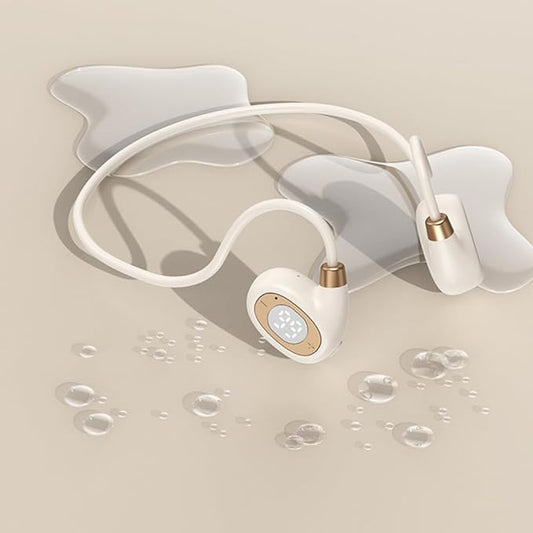 IHAO Open Ear Air Conduction Headset Wireless Bluetooth Sport Headphones with Mic Earphone Lightweight Painless Wearing Sweatproof Earpiece Stereo Earphone for Running Hiking Bicycling-HY 30 Off-White