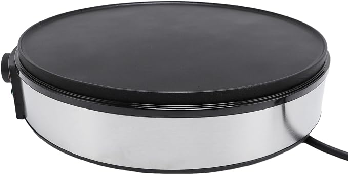 AUNMAS 11.8 Inch Crepe Pan with LED Indicator, Temperature Adjustable Nonstick Aluminum Electric Griddle & Crepe Maker with Spatula and Batter Spreader for Home Commercial Use (US Plug 110V)