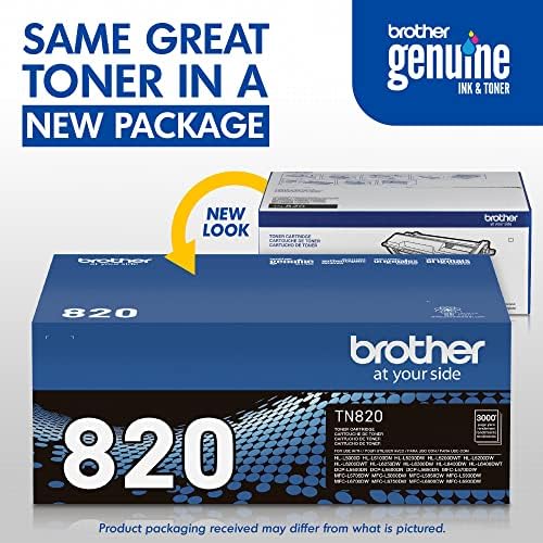 Brother Genuine Toner Cartridge, TN820, Replacement Black Toner, Page Yield Up to 3,000 Pages, Amazon Dash Replenishment Cartridge (Pack of 3)