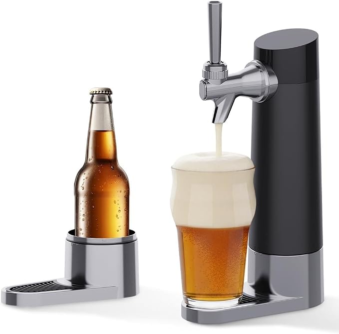 Draft Beer Dispenser System,Hombrew Beer Kegerator,Draft Pour and Ultra Fine Foam Covering Top, Portable Home Dispenser System,Mini Kegerator Suitable for Can and Bottles,Birthday Gift for Men,Husband
