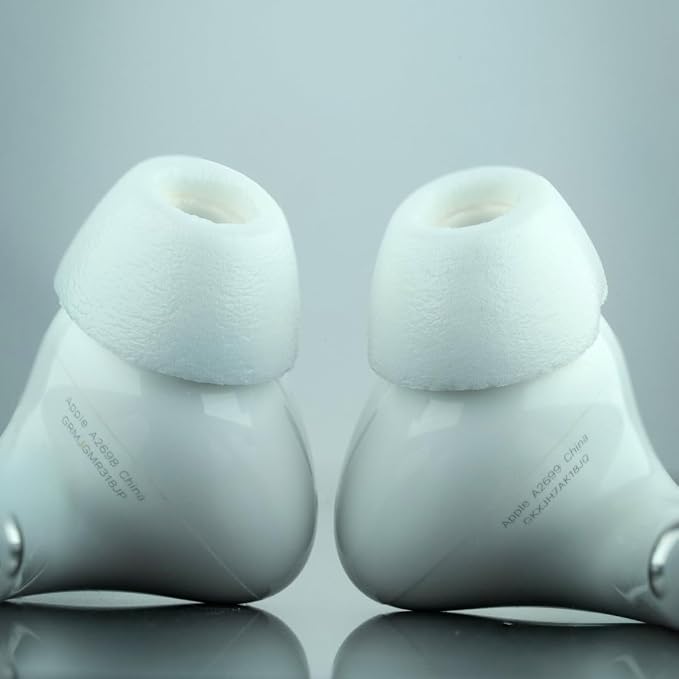 Comply TrueGrip MAX | Premium Memory Foam Replacement Earbud Tips for Apple AirPods Pro 1 & 2 | Long Lasting Comfort, Extreme Durability, Secure Fit, Superior Noise Isolation| White (Medium) (3 Pairs)