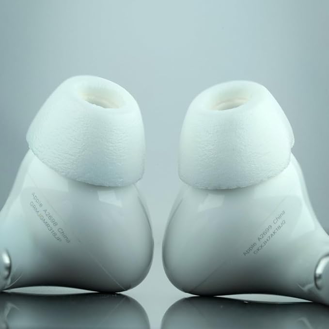 Comply TrueGrip MAX | Premium Memory Foam Replacement Earbud Tips for Apple AirPods Pro 1 & 2 | Long Lasting Comfort, Extreme Durability, Secure Fit, Superior Noise Isolation| White (Medium) (1 Pair)