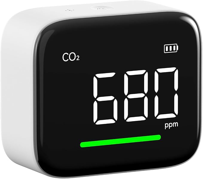 ATuMan CO2 Detector, Indoor Air Quality Monitor with Temperature & Humidity Sensor, NDIR Enabled Accurate CO₂ Meter, 2200mAh Rechargeable, Alarm Alert, Portable for Home/Office/Bedroom/Babyroom