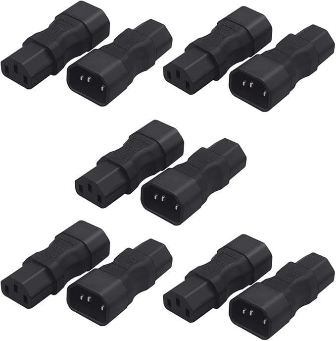 (10Packs C14 to C13 Adapter, Connects Computers, Servers, Printers, Monitors and More