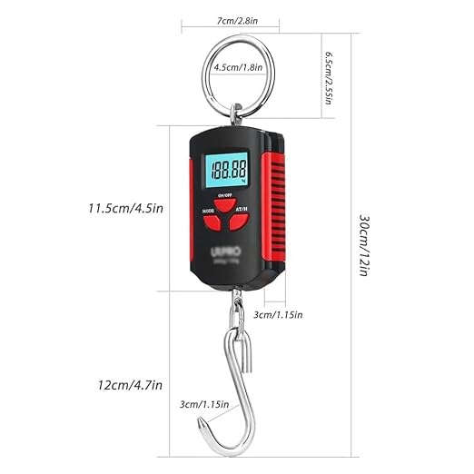 Digital Luggage Scales, 200kg/100g Mini Crane Scale Portable Heavy Duty Crane Scale LCD Display with Backlight Industrial Digital Scales (Color : Red, Size : 200Kg/100g)(Red)