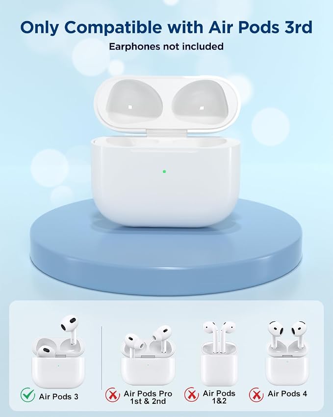 Wireless Charging Case Compatible with AirPods 3rd Generation, AirPod 3rd Gen Charger Cases Replacement with Bluetooth Pairing Sync Button (Not Pro 3)