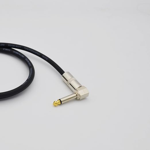 Guitar Patch Cable 1 ft Instrument Cable 1/4 Inch Right Angle AMP Cord for Electric Guitar,Bass Keyboard,Pro Audio Black,Pack of 3