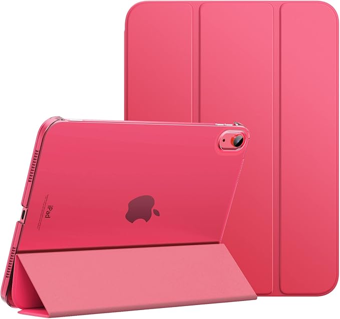 MoKo for iPad (A16) 11th Generation Case 11 Inch 2025, iPad 10th Generation Case 10.9 Inch 2022, Slim Stand Hard PC Translucent Back Shell Smart Cover, Support Touch ID, Auto Wake/Sleep,Watermelon Red
