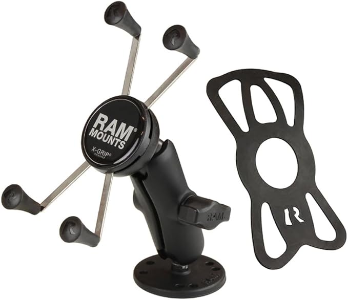 RAM MOUNTS X-Grip Universal Phone Mount Holder with Drill-Down Base & Medium Arm, Secure Smartphone Cradle for iPhone & Android RAM-B-138-UN10