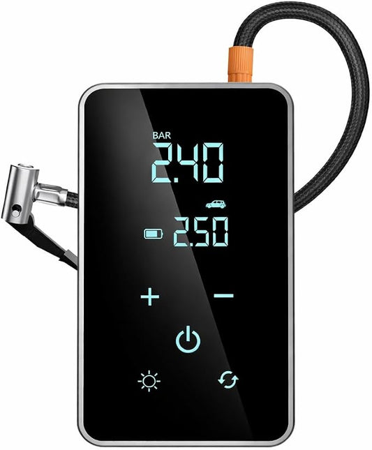 Portable Tire Inflator Portable Air Compressor, Dual Display 150PSI Rechargeable Air Pump for Car Tires, Bike, Motorcycle & Balls