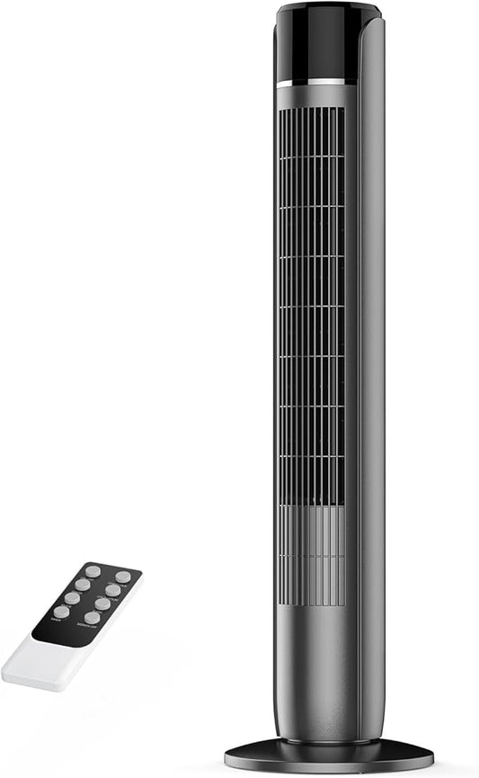 OLIXIS Tower Fan for Bedroom, 60°Oscillating Fan with Remote, 25ft Far, 28dB Quiet Electric Standing Fan, 12 H Timer, 5 Speeds, 4 Modes, Bladeless Floor fan for Home, Office, Indoor, 36 Inch