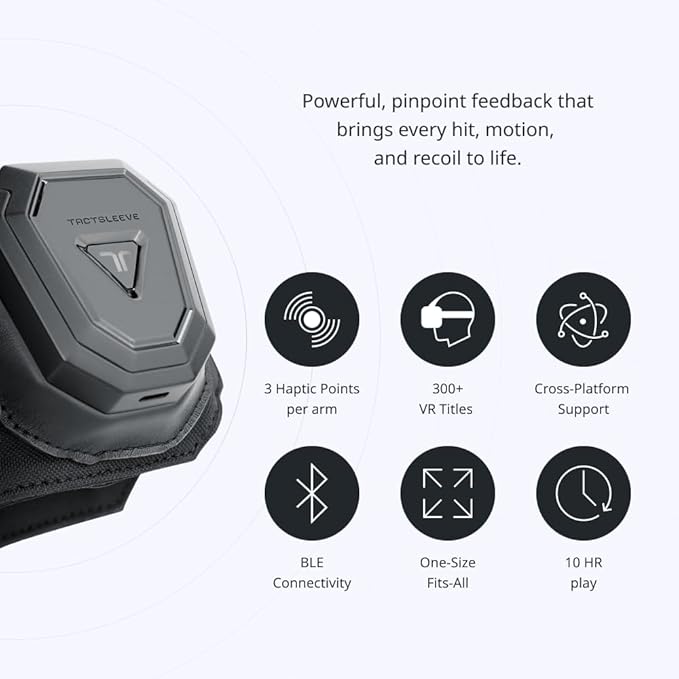 bHaptics Starter Bundle Onyx- TactSuit Air Onyx, TactSuit Sleeve Bundle for the Complete immersive VR, PC, Flatscreen, Sim Racing Experience.