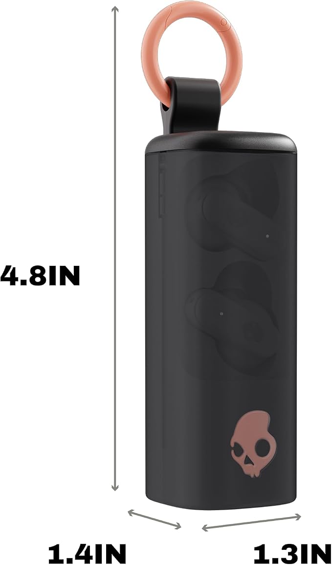 Skullcandy Dime Evo Wireless Earbuds, Bluetooth Headphones, Noise Isolating Fit, Up to 36 Hours Battery, Microphone, Easy Carry with Clip-Anywhere Case - Realtree APX Black/Orange