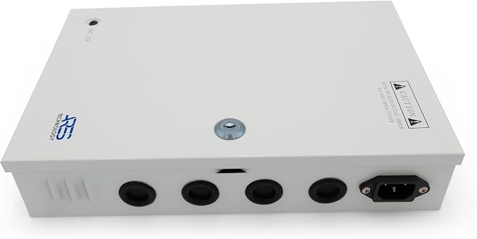 18 Channel CCTV Power Supply Box 12V 30A – High Capacity Power Distribution Box for Security Cameras, Lockable Metal Enclosure with Fused Outputs, Includes Extra fuses & Screw Driver