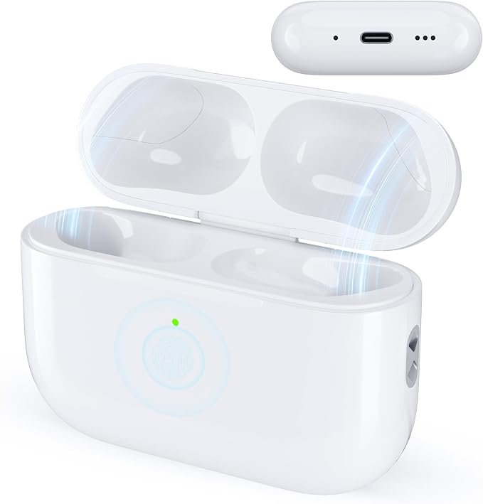 Replacement Charging Case for AirPods Pro 3 – Compatible with AirPods Pro 3rd Generation, Easy Pairing Button, 660mAh Battery, Type-C & Wireless Charging (White, Case Only)