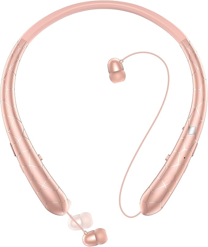 Bluetooth 5.3 Neckband Bluetooth Headphone, Sweat Resistant Noise Canceling Stereo Retractable Headphones, and Retractable Ear Tips for Music, Conference, Sports