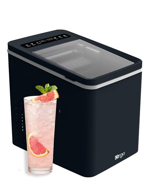 Orgo The Maverick Countertop Ice Maker, Makes 23 lbs. in 24 Hours, Bullet Shaped in 2 Sizes, Ice Maker Ready in 6-8 Minutes, LED Control Panel, Self-Cleaning, Includes Scoop, TMT4653, Black