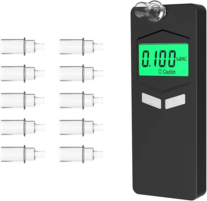 Personal Breathalyzers for Alcohol, Pocket Breathalyzer with Reord Checking Mode, Digital Home Breathalyzer for Alcohol with Audible and Color Alarm, Black