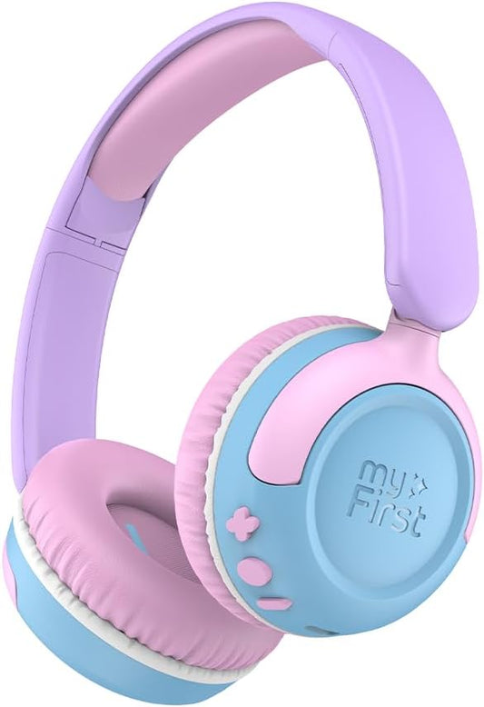 myFirst CareBuds Max Kids Headphones, Wireless & Wired Bluetooth Headphones for Kids with Mic, 85/94dB Volume Limit, 52H Playtime, Fast Charge, Dual Audio Sharing, on Ear Toddler Headphones