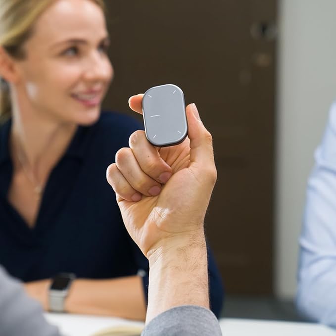 Cheerdots2 Bluetooth Detachable Air Mouse Touchpad Mouse with Voice Recording, Presentation Clicker Wireless Presenter Presentation Remote for Mac, Windows (Recording, Silver)