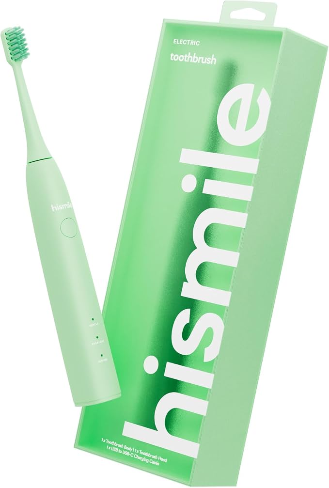 HISMILE Electric Toothbrush, 3 Brushing Modes, Smart Timer, Rechargeable Electric Tooth Brush for Adults and Children, Soft-Tapered Bristles, Mode Memory (Green)