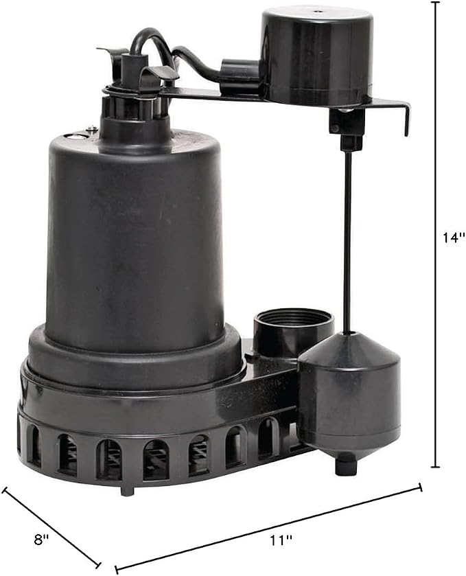 Superior Pump 92372 1/3 HP Thermoplastic Submersible Sump Pump with Vertical Float Switch