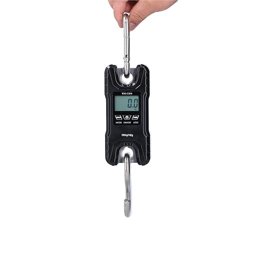 Fafeicy 500kg Digital Hanging Scale 1100lb Portable Electronic Hook Scale with 360 LCD Auto Lock for Fishing Luggage (Black)