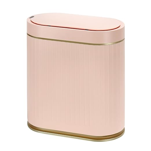 SYNCVIBE Bathroom Sensor Trash Can with Lid Automatic 2 Gallon Motion Sensor Garbage Bin, 7.5 Liter Slim Waterproof Plastic Wastebasket, Bathroom Decor for Bedroom, Office, Living Room, Pink