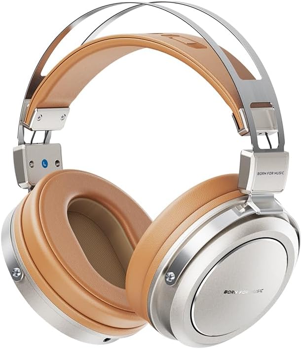 FiiO/JadeAudio JT1 Professional Studio Headphones for Recording Gaming Headset with Microphone, 50mm Diaphragms, Hi-Res Music Studio Headset (Gold)