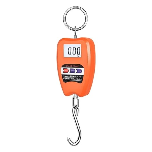 Luggage Scale, 200kg Digital Hanging Scale Multifunctional Portable Electronic Luggage Scale Handheld Mini Crane Scale for Farm Hunting Fishing(Orange)