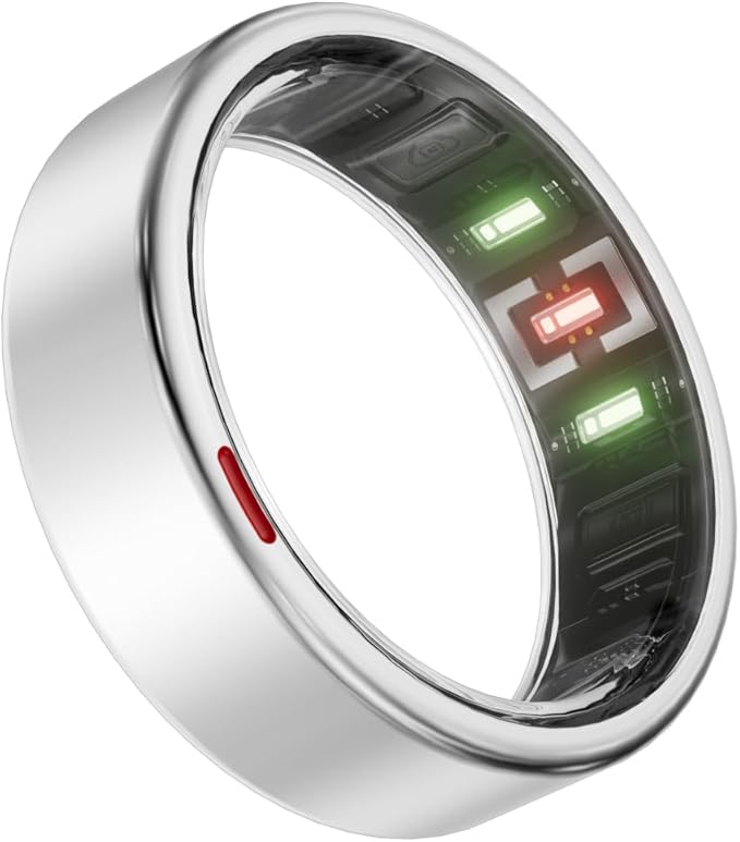 POBOVi Gen 2 Titanium Smart Ring for Women & Men, Sleep & Heart Rate Tracker, No Subscription, Size Before You Buy (Polished Silver, Size 9)