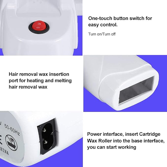 Portable Single Depilatory Roll on Wax Warmer with Heater Base for Women Men Hair leg,Armpit,Bikini