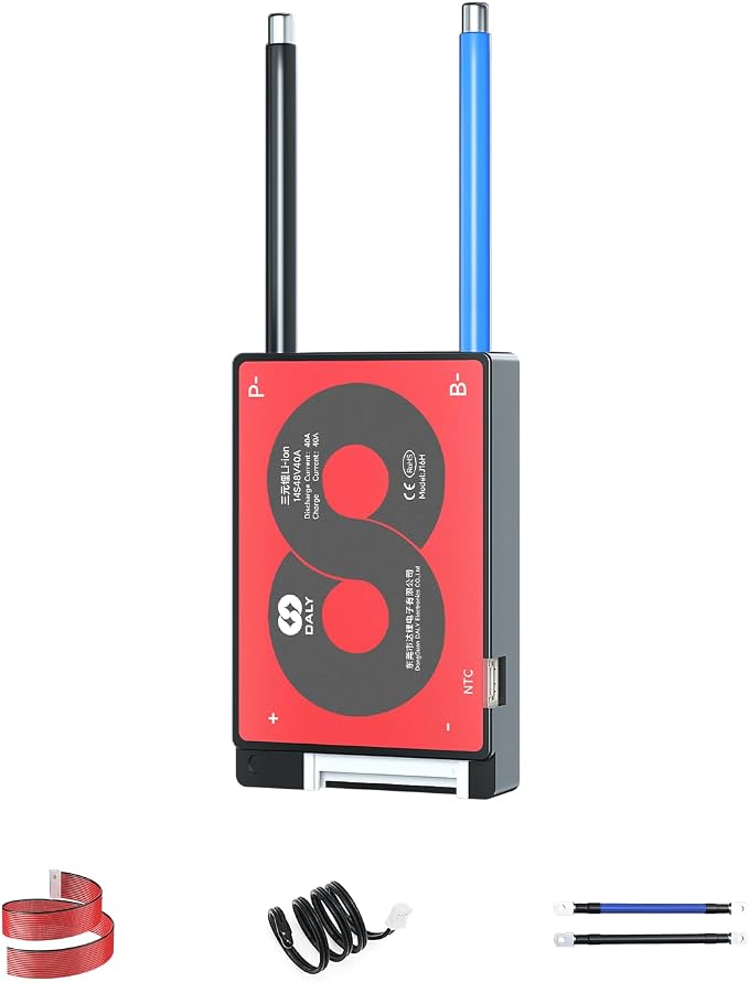 DALY 4S-16S BMS 15A to 200A Protection Board with Balance Wire and Temperature Sensor for Lithium Battery Pack（Li-ion 14S 48V,40A）