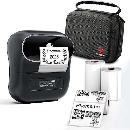 Phomemo M220 Label Maker & 1 Roll White Thermal Labels, 1.96" x 1.96"(50x50mm)