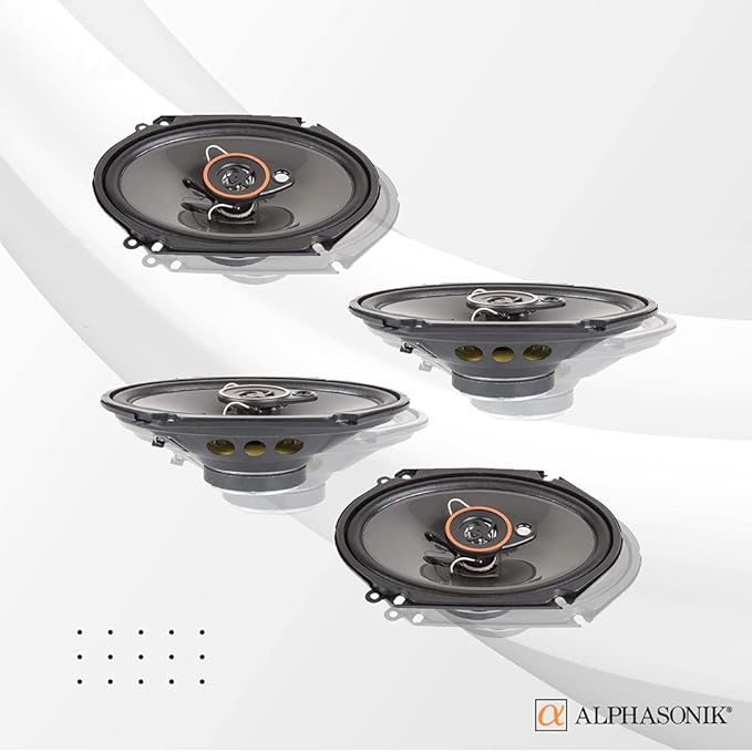 Alphasonik AS268P Loudspeakers 2 Pairs of 6X8 350W Max 3-Way Speakers 4 Ohms Premium Quality Audio Door Speakers for Car or Truck Stereo Sound System