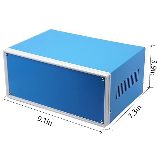 Zulkit Electronic Enclosures Blue Metal Enclosure Project Case DIY Box Junction Case Enclosure Preventive Case (9.1" x 7.3" x 3.9")