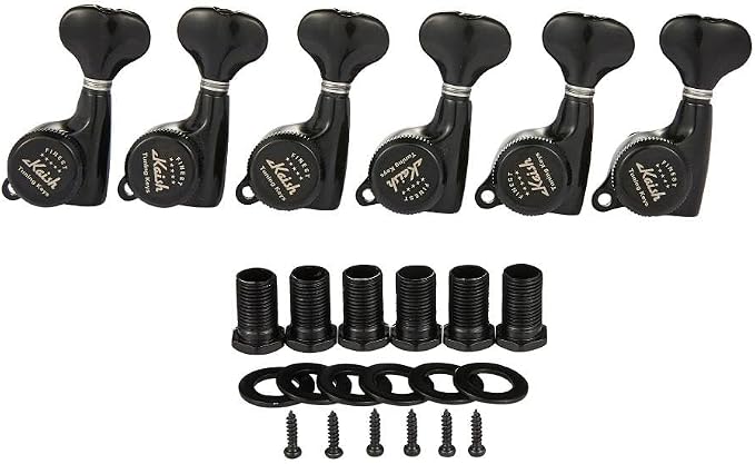 KAISH 18:1 Gear Ratio Guitar Locking Tuners Machine Heads Guitar Locking Tuning Keys Pegs for Strat/Tele/LP/SG most Electric or Acoustic Guitars Black