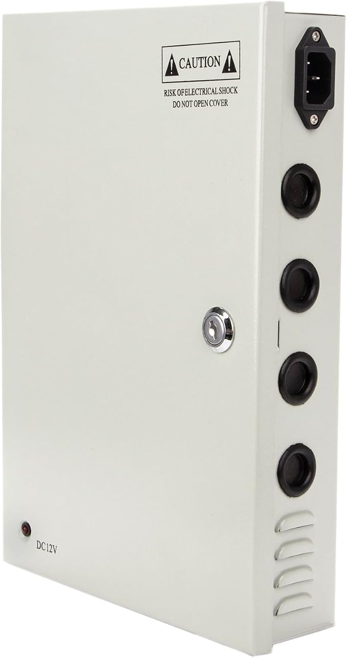 18 Channel Port 12V DC 20 Amp Amper with Glass Tube Fuse Distributed Power Supply Box for CCTV DVR Security System and Camera or Cameras