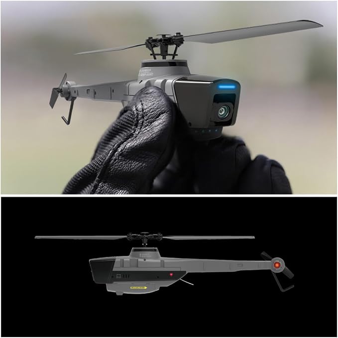 C128 RC Helicopter with Camera, 4CH Remote Control Drone Reconnaissance Military Aircraft Helicopter Model, One Key take Off/Landing - RTF