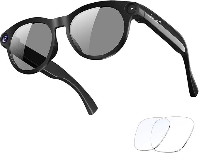 AI Smart Glasses with Camera, 8MP HD Bluetooth Camera Glasses,1080P Video Recording,Real Time Translation Sunglasses,AI Assistant,Object Recognition,Open-Ear Music for Travel, Meetings Vlog