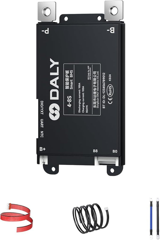 DALY BMS 100A 4S-8S 12V-24V - Smart Built-in Bluetooth Monitoring Lithium Battery Protection LiFePO4 Li-ion LTO for E-Bikes Scooters