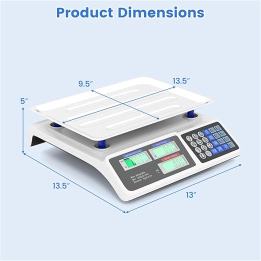 66lb/30kg Digital Produce Scale: 0.01lb/5g Precision, Dual Backlit LCD, Detachable Stainless Steel Platform Scale, Price Computing Postal Shipping Scale for Packages,Business,Luggage,Warehouse,Home