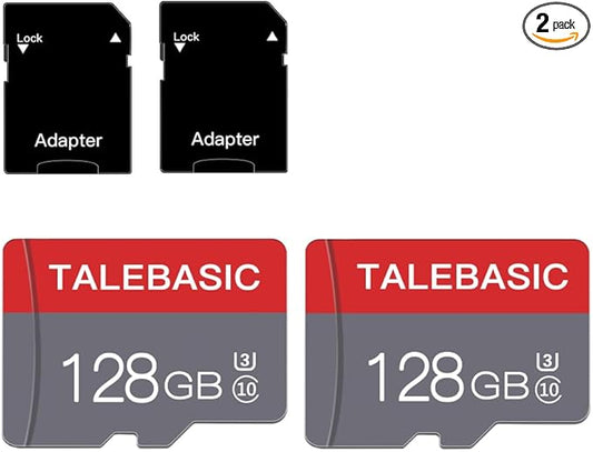 2 Pack 128GB Memory Card Class 10 Flash Card Fast Speed TF Card with Adapter for Tablet/Mobile Phone/Camera/Car Audio/Game Console(2 Pcs 128GB)