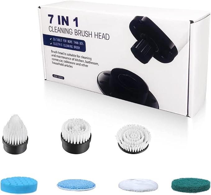 Leebein ANS-8050 Electric Spin Scrubber + Extra 7PCS Replacement Brush Heads